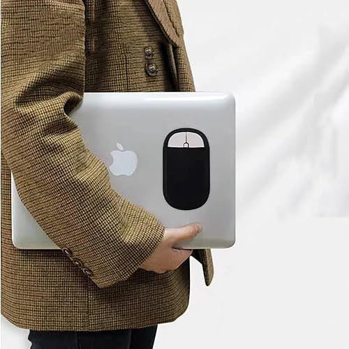 Miniatura 2 de AubRie Bolsa universal para mouse adhesiva, soporte inalámbrico adhesivo reutilizable, sin residuos de pegamento, compatible con Apple Mouse y otros