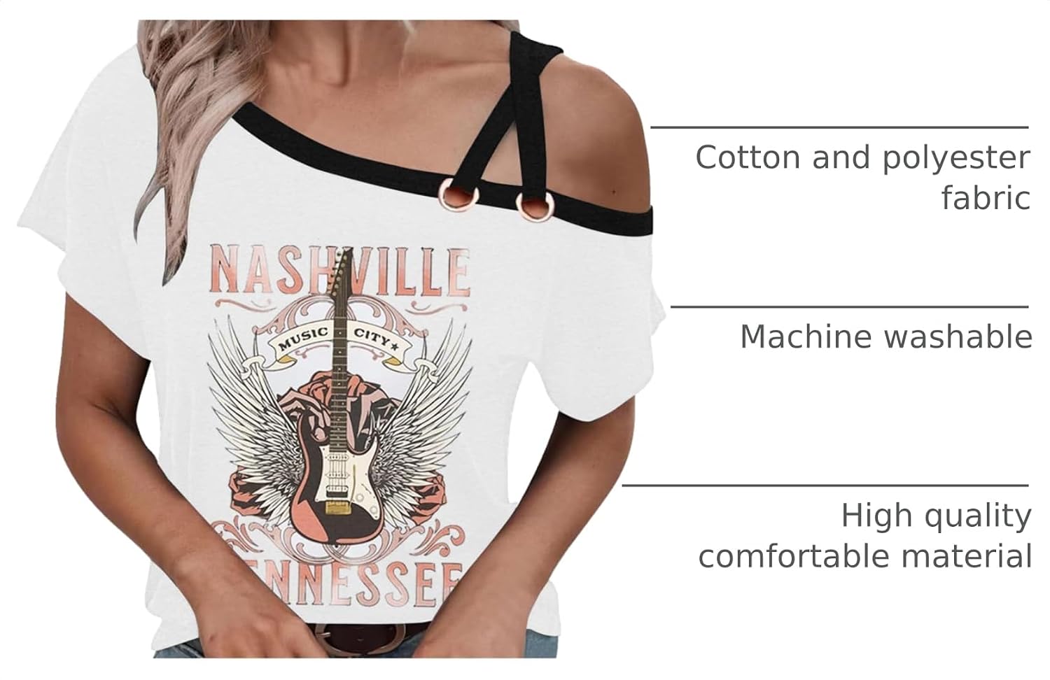 Womens Summer Trendy Cold Shoulder Short Sleeve T Shirts Criss Cross Casual Loose Tunic Shirts Tops Blouses image 4