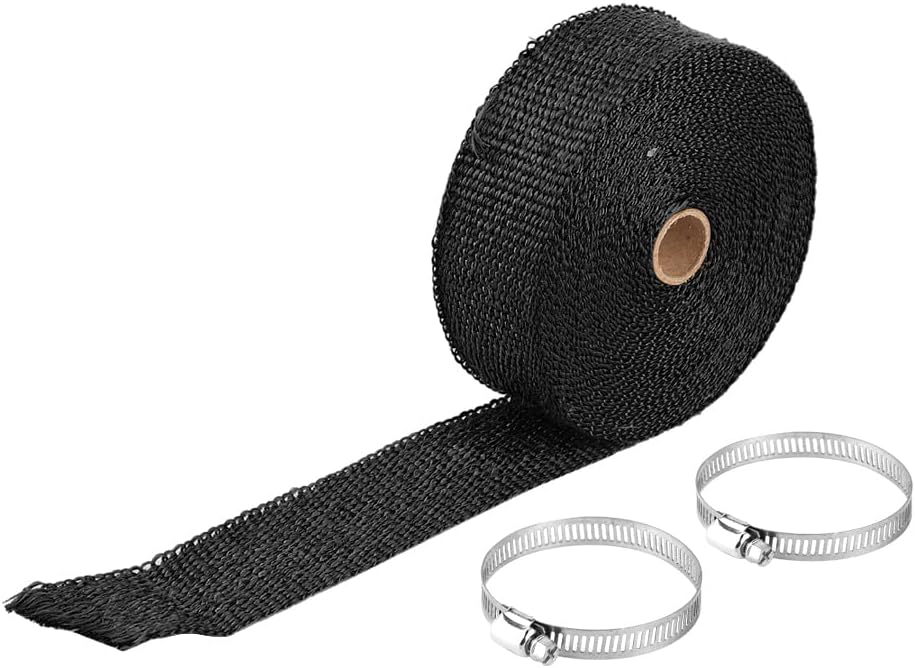 10m Thermal Tape Exhaust Pipe Header Heat Wrap, Exhaust Heat Wrap with Zip Ties, High - Temperature Insulation Wrap for Cars and Motorcycles (Black)