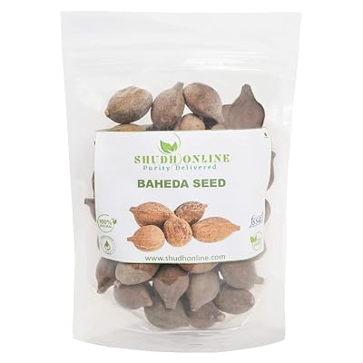 Shudh Online Baheda fruit, Bibhitaki Sabut, Bahera Whole, Tanikaya (200 Grams) for Eating, Hair Growth (Terminalia Beler