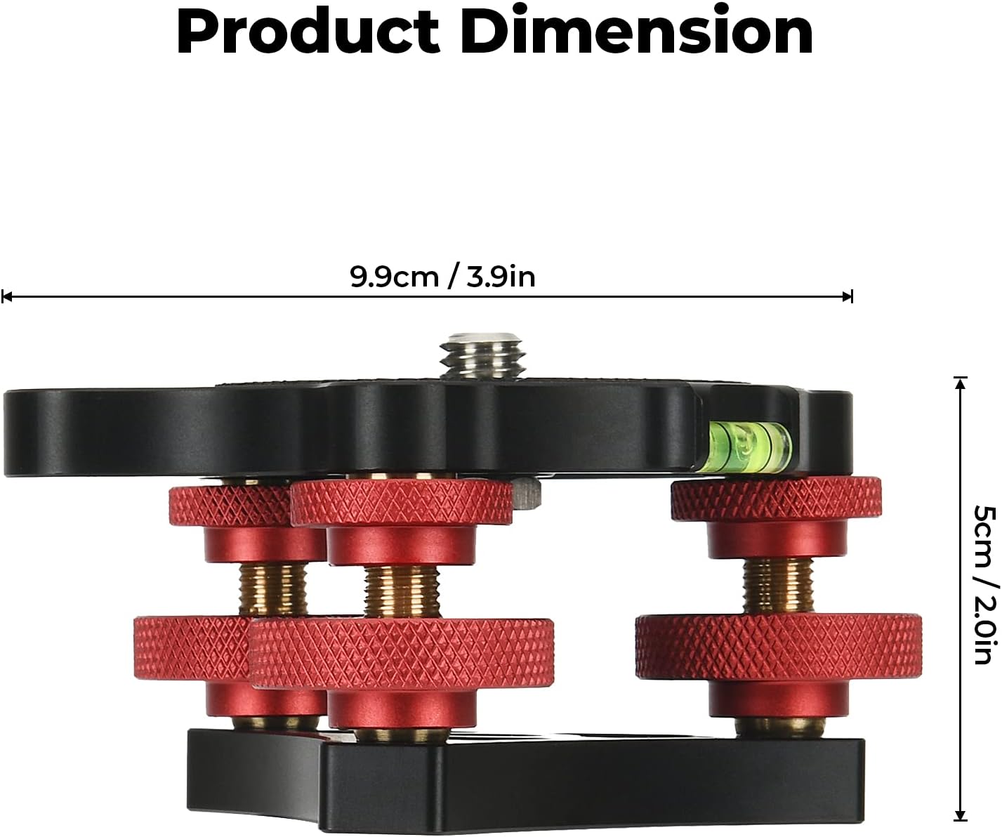 Camera Photography Tripod Leveler Tri-Wheel Leveling Base,Aluminum Alloy Bubble Level and 3/8 inch Screw, 3 Dials with +/-5 Degree Precision Adjustment for DSLR Camera