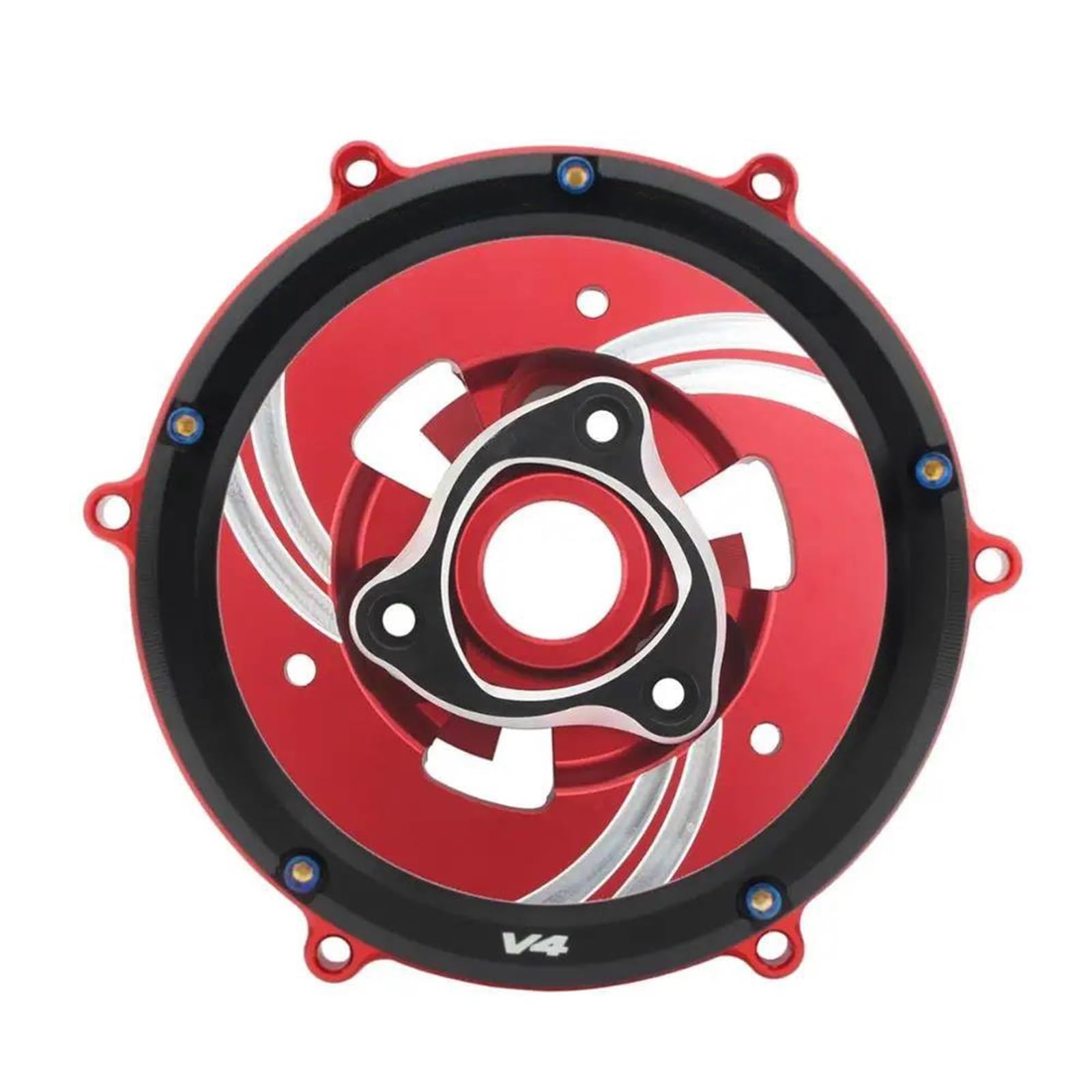 Caja Protectora del Motor Protector De Retén De Muelle para Tapa De Embrague, Motor De Competición, para Ducati para Panigale V4 2018-2023, Kit De Placa De Presión(Red Black)