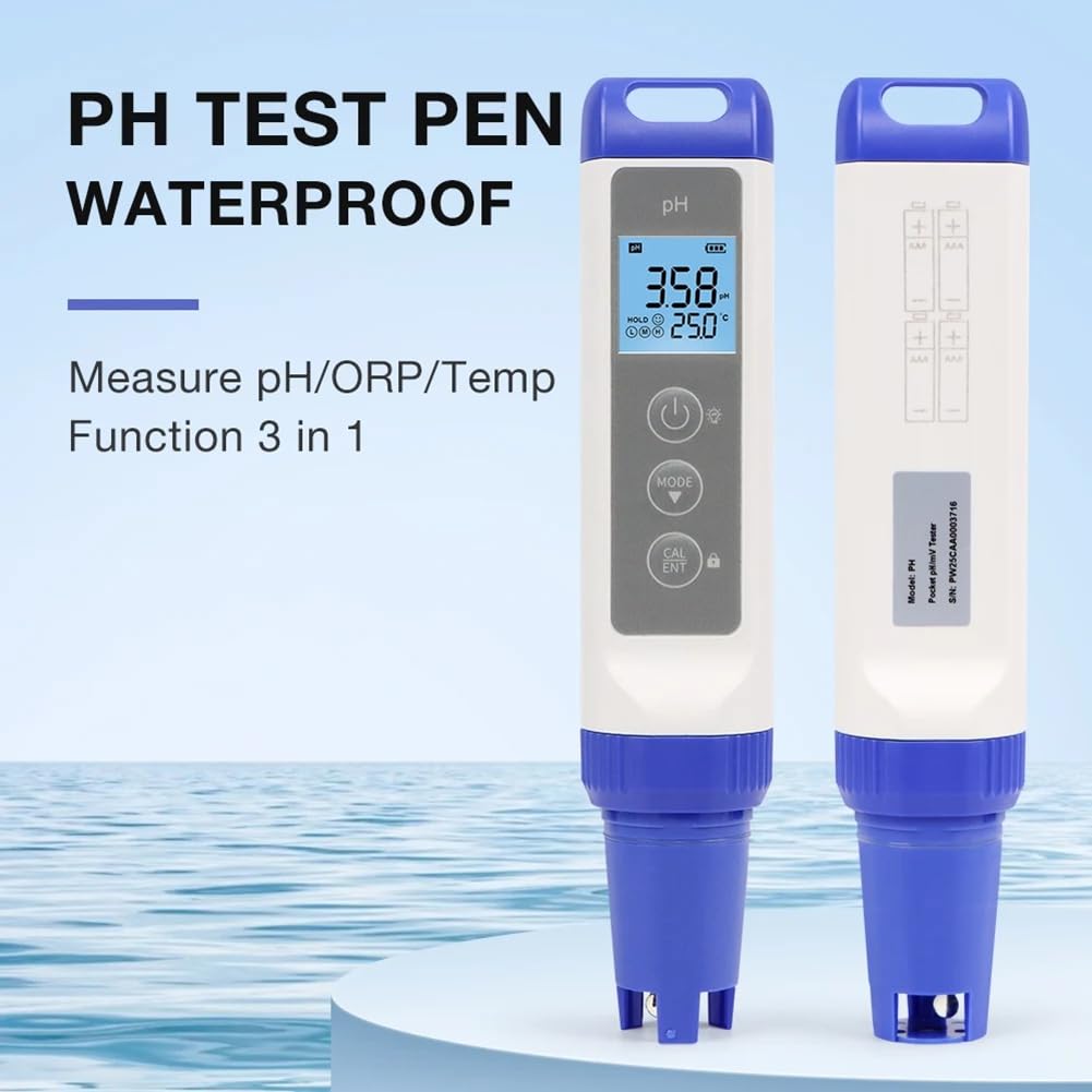 Medidor Digital de PH, ORP y Temperatura Bolígrafo de Prueba de PH. Monitor Digital de Calidad del Agua para Acuarios de Acuicultura.