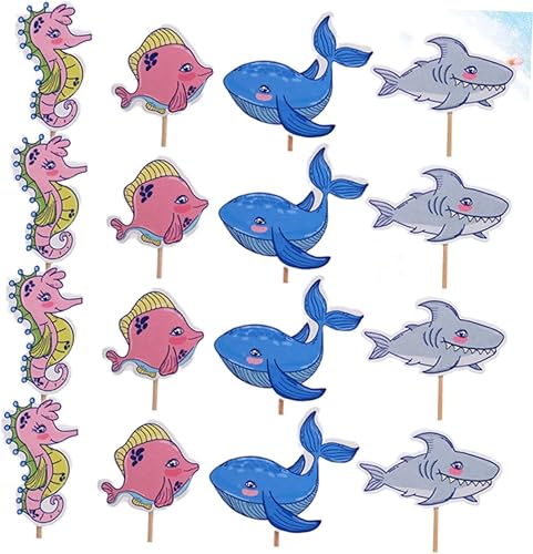 Miniatura 4 de Didiseaon 144 Pcs birthday cake adornment cupcake picks ornaments for kids cake decorating fish Dessert Stick Sea Animal food labels ocean series