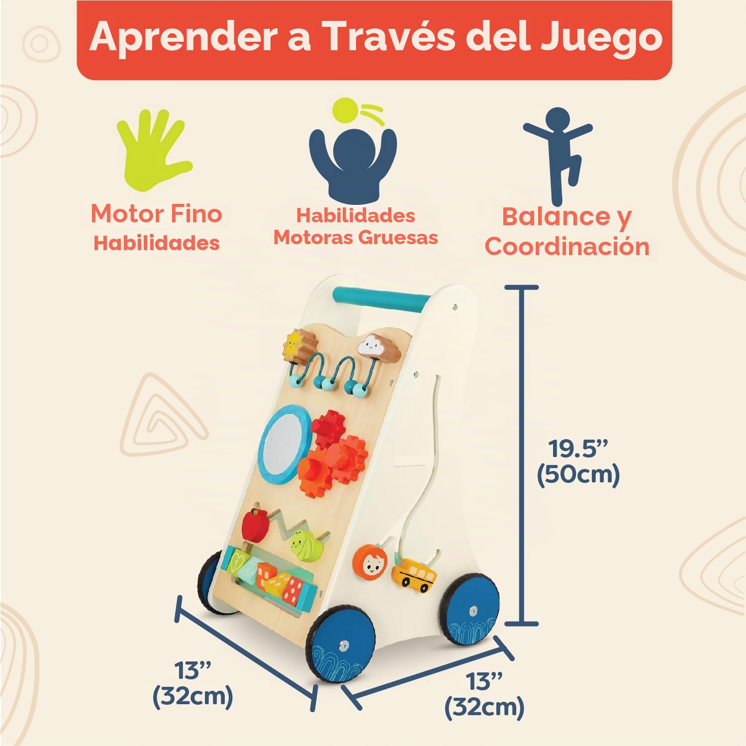 B. toys Little Learning Steps, Andador de Madera Educativo