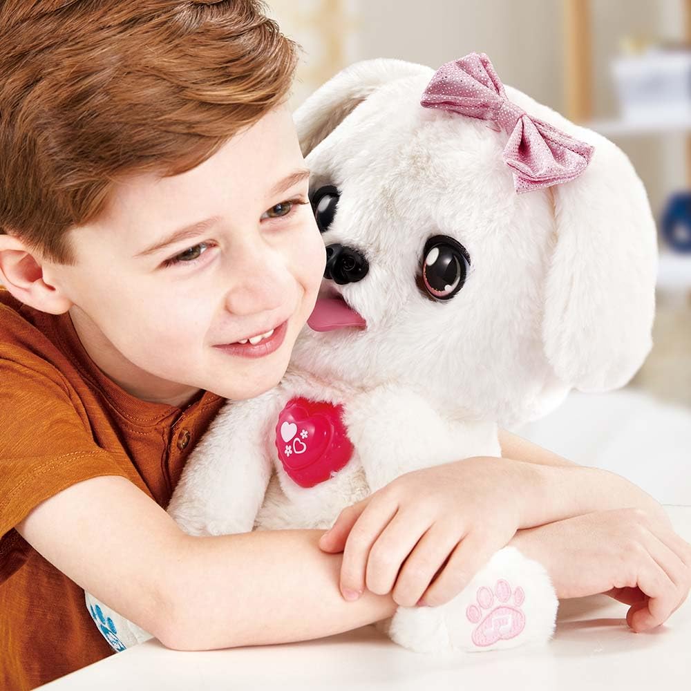 VTech - KissKiss, Mon Toutou Bisous, Peluche Interactive, Tête et Visage Animés, Compagnon Câlin Électronique, Animal à Fonctions, Jouet Chien Interactif, Cadeau Enfant Dès 3 Ans - Contenu en Français