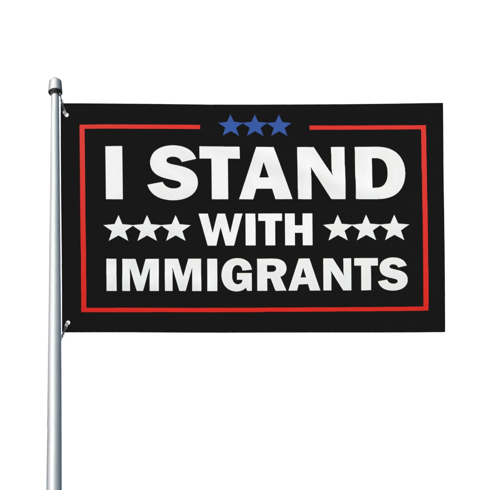 Drapeau Je soutiens les immigrants pour porche et grand jardin décoration extérieure engagée