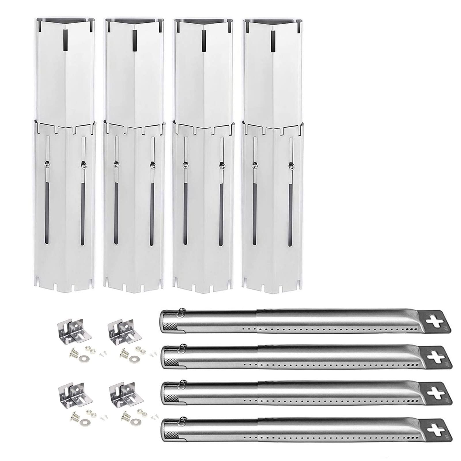 WELL GRILL Universal Stainless Steel Flavorizer Bars and Grill Burner Tubes Replacement Parts for Most Gas Grill, 29.8 to 53 CM BBQ Heat Plates & 42204 Grill Burners Tube Kit
