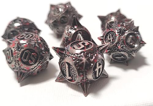 Miniatura 8 de Juego de dados DND de metal juego completo hecho a mano con forma de bocina DND sirve como buscador de caminos para TT RPG bosque