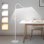 Lampe sur pied LED, 18W/2000LM lampes sur pied lumineuses pour salon, lumière de lecture dimmable et respectueuse des yeux avec double tête, lampe debout moderne à col de cygne réglable pour extension de cils, artisanat, tatouage.