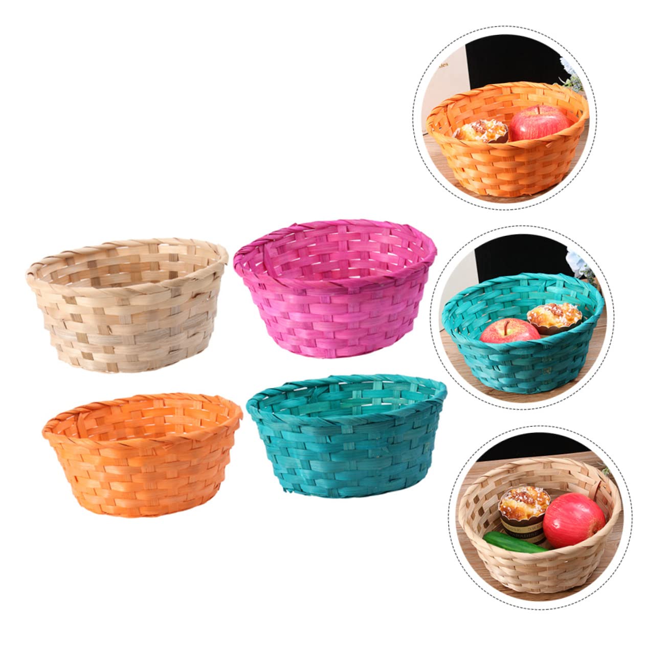 SOLUSTRE 2sets Bamboo Easter Egg Baskets Large Boys and Girls 's Easter Baskets for Props Foods Bulk 4pcs*2 Random