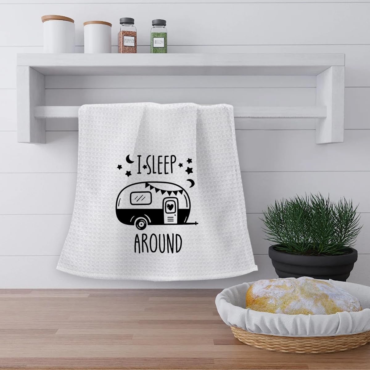 OHSUL I Sleep Around Funny Camping Highly Absorbent Kitchen Towels Dish Towels Dishcloth,RV Trailer Camper Hand Towel Tea Towel for Bathroom Kitchen Decor,Campers Camping Lovers Adventurers Gifts - Image 3