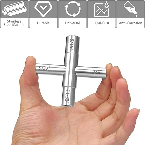 Miniatura 2 de Juego de llaves Sillcock de 4 vías de 14 pulgadas, 932 pulgadas, 516 pulgadas, llave de acero 1132 para llave de agua, llave de manguera para grifo