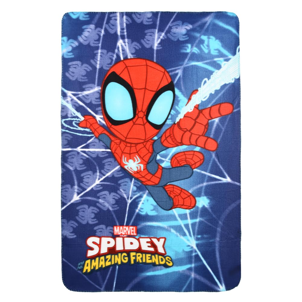 Cartoon Spidey Marvel Blanket For Children 100 X 150 Cm Soft Fleece Blanket 100% Polyester 220 Gsm Warm And Light Ideal For Nursery Cot Or Sofa