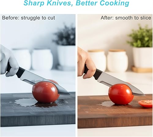 Miniatura 2 de Elite - Afilador de cuchillos de cocina con 3 etapas, sistema de afilado manual profesional, piedra de cerámica, placas de carburo de tungsteno,