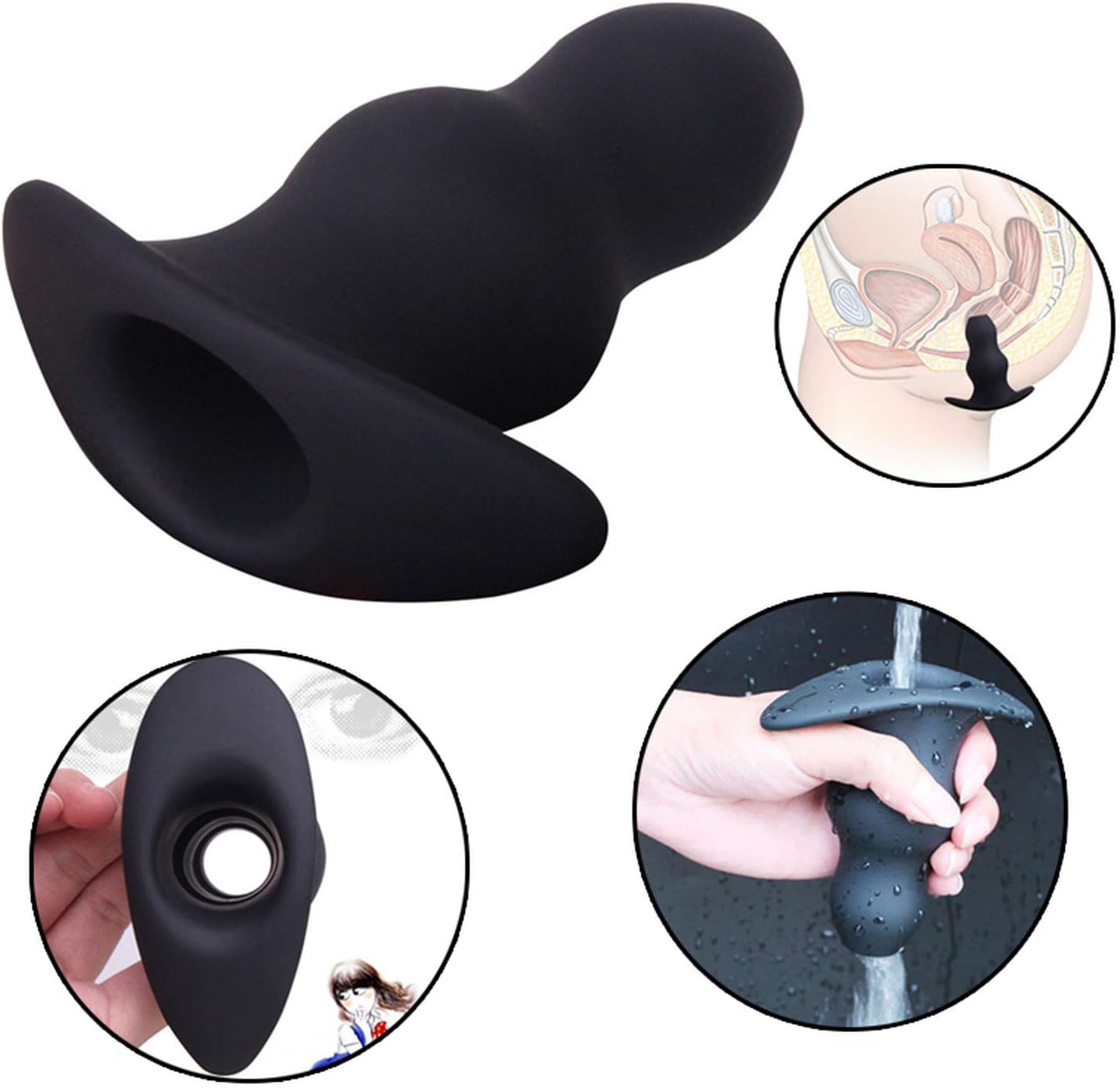 Shy Pig Vibradores huecos de silicona anal Plug Anus Peep ...