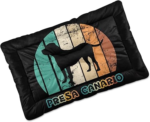 Presa-Canario-Vintage-Sunset-Pattern Washable Small Medium Dog Beds for Small Dogs, Warm Dog Crate Bed with Non-Slip Bottom for Dog Crate