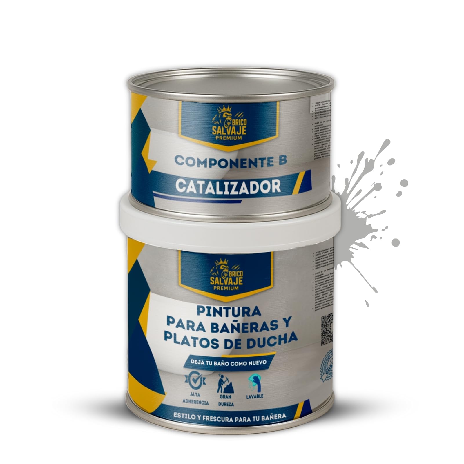 Vernice per piatti doccia e vasche da bagno, finitura opaca 150 ml (Componente B) + 600 ml (Componente A) – asciugatura rapida, elevata durezza e resistenza Premium (Pietra Serena)