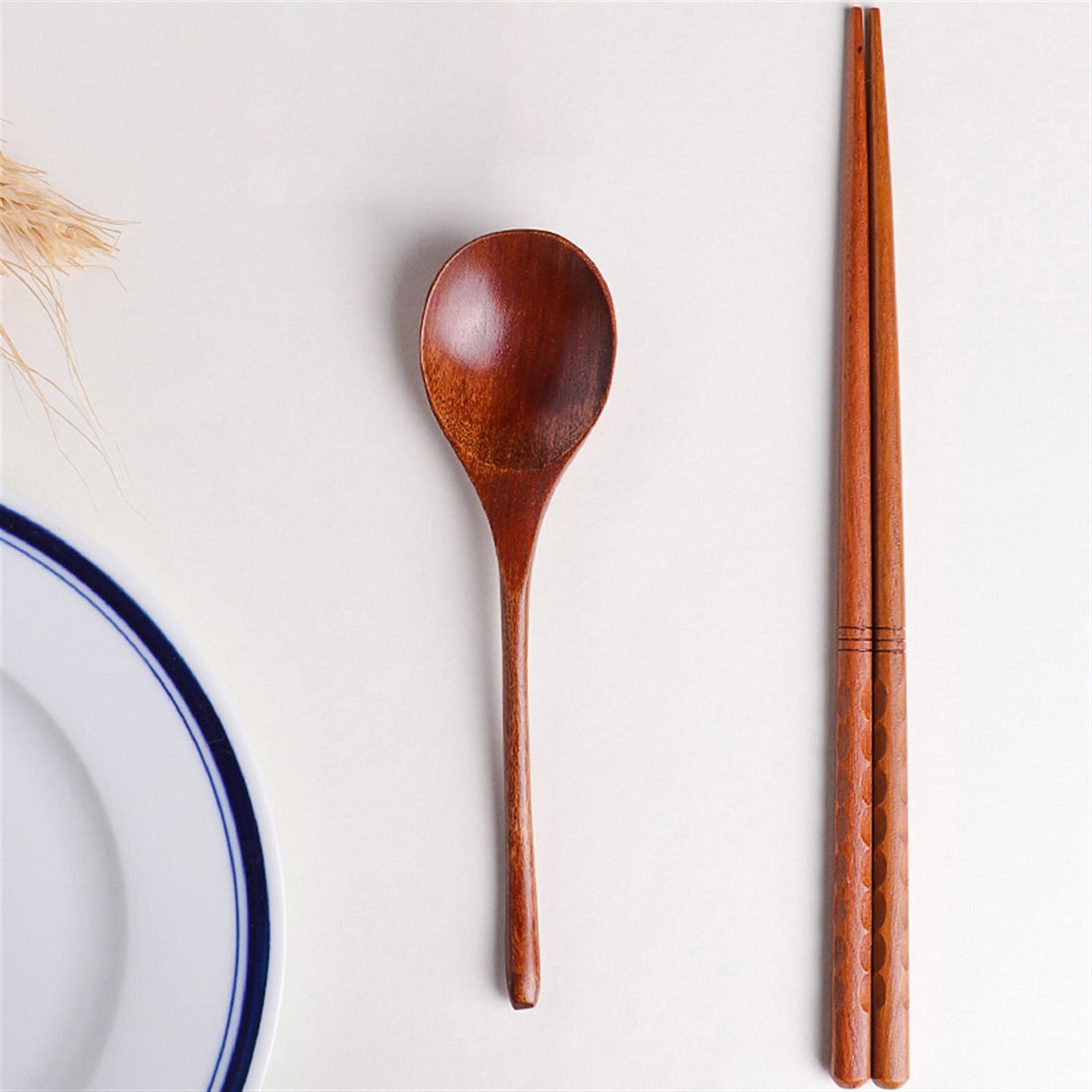 5 paires de baguettes réutilisables, des baguettes en bois Set Style japonais, des bâtons de hachage réutilisables de 9 "pour la nourriture asiatique