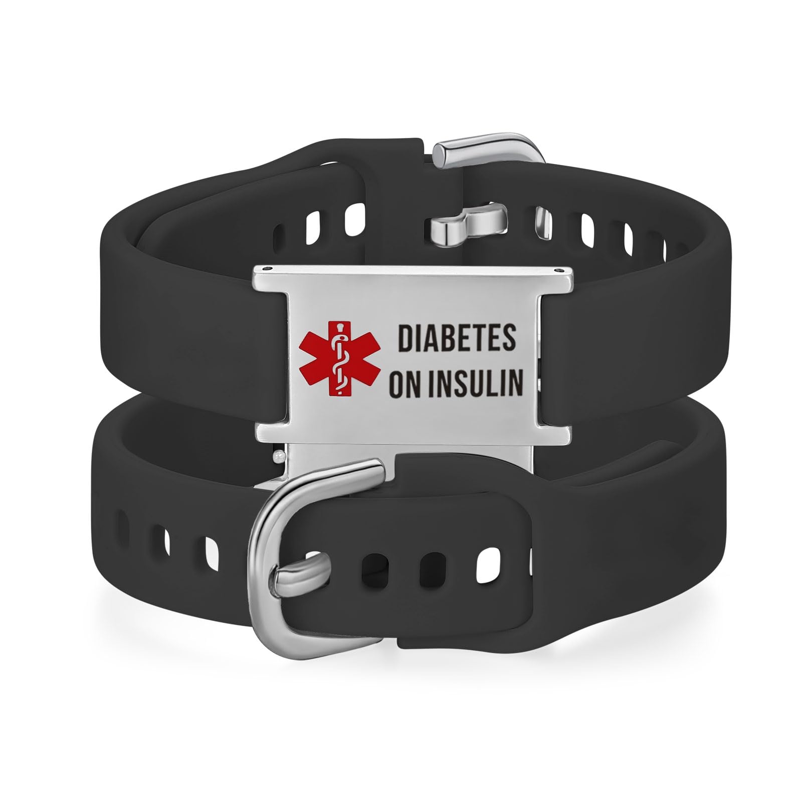 LinnaLove Medical Alert ID Bracelet – Adjustable Silicone Band, Custom or Pre-Engraved Options, QR Code Available