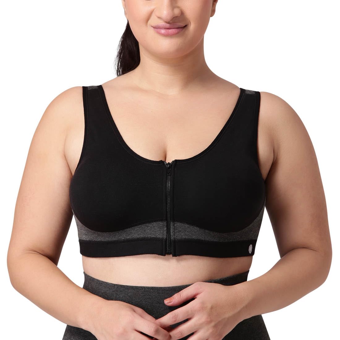 dermawear Women's Cotton Blended Front Open Wire Free Sports Bra (SB-1106)-picture-35