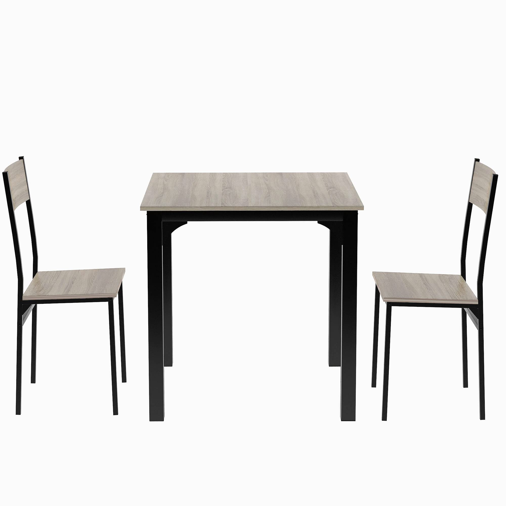 Sweiko Ensemble de Salle à Manger 3 Pièces Table en Bois avec 2 Chaises Couleur Naturelle