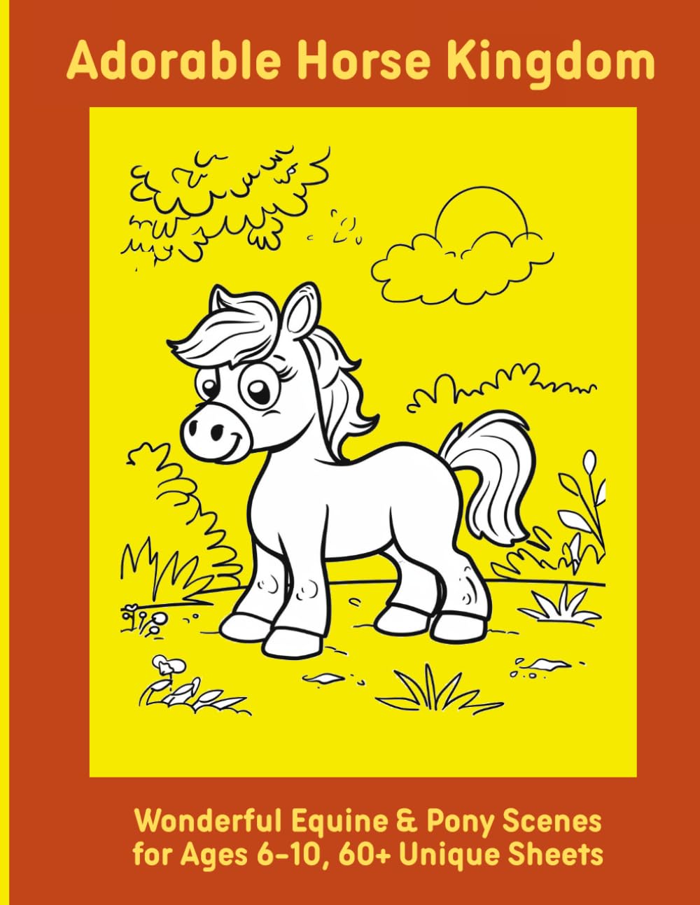 Adorable Horse Kingdom: Wonderful Equine & Pony Scenes for Ages 6-10, 60+ Unique Sheets