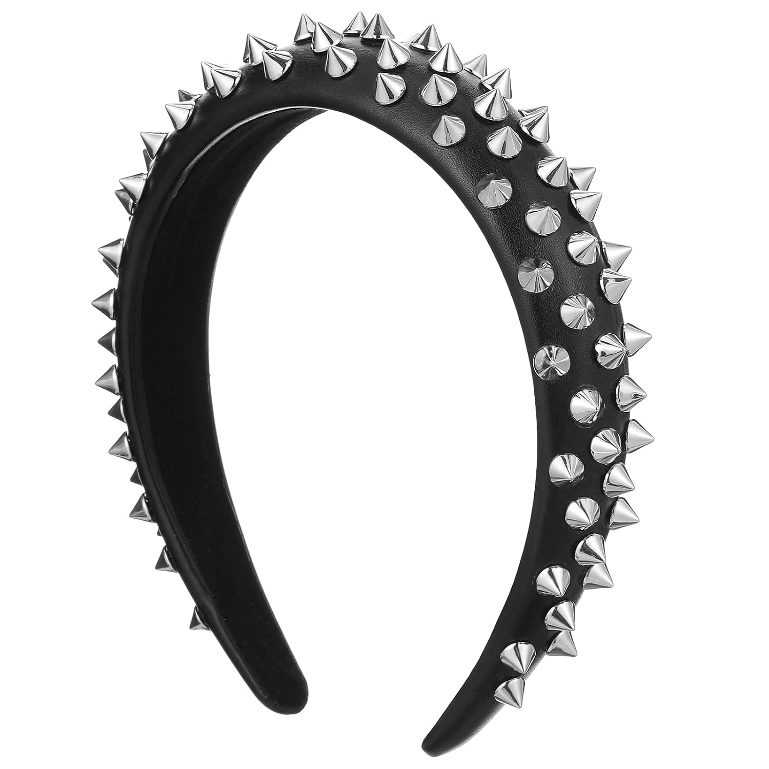 Bremorou Spike Headband for Women, Goth Hair Accessories, Gothic Punk Rivet Hair Accessory, Rock Roll Hairs Band for Carnival Halloween Cosplay Party (Black) 6.49 x 5.9 inches
