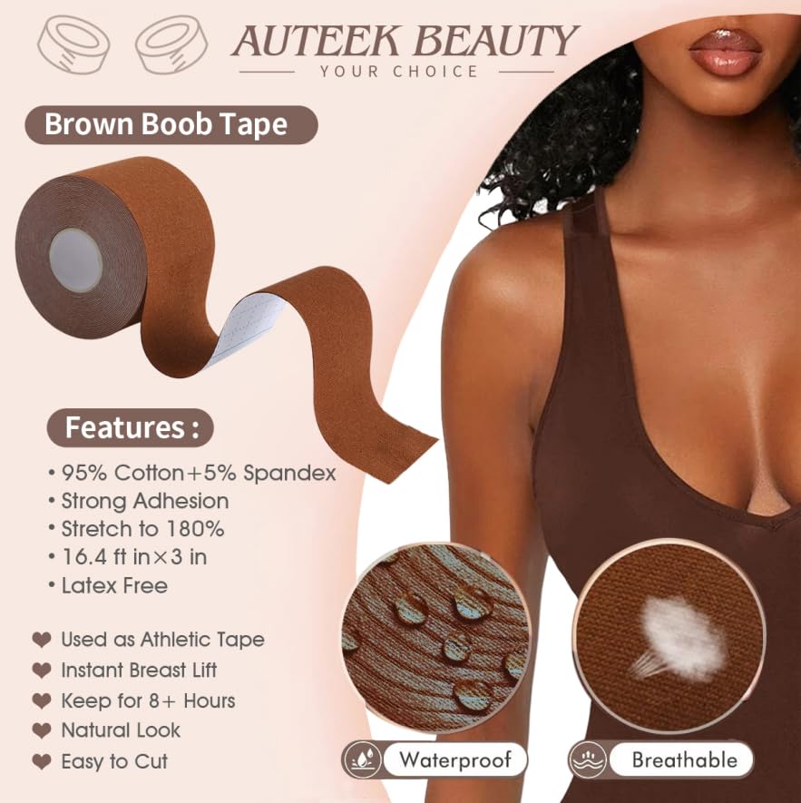 Image of Boob Tape Boobtape, 3 inch Extra Wide Bob Tape for Large Breasts, breast tape, Breast Petal Adhesive Bra