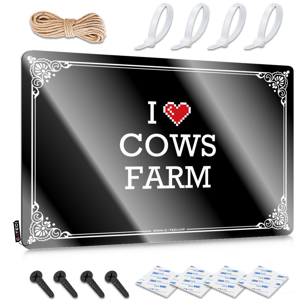 Fzfn Colour Backyard Decor Matal Sign Custom | I Love Cows Farm Boho Pool Bar Decoration(30X40cm)