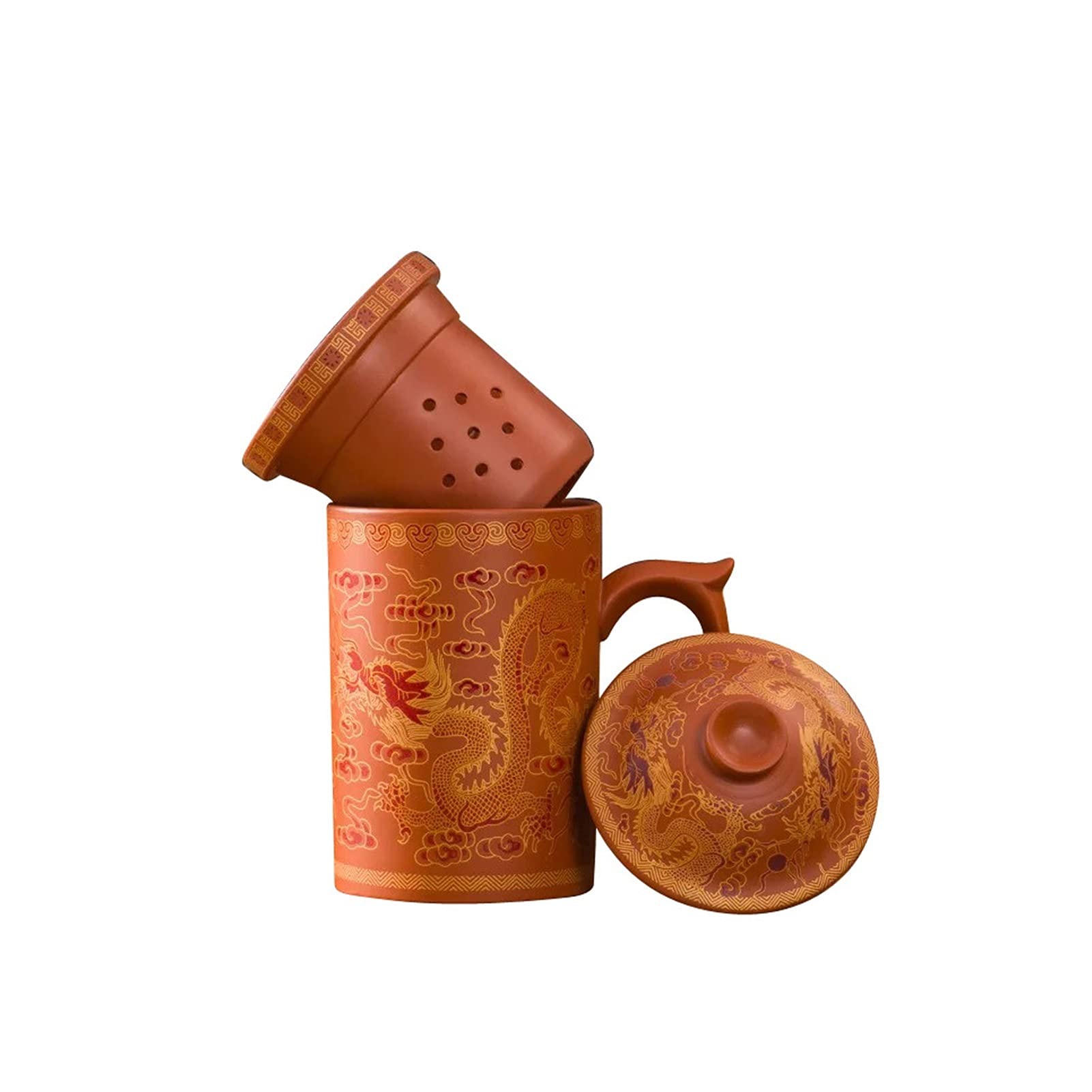 pojemniki na herbatę Handmade Purple Clay Pu'er Herbata Filiżanka z filtrem Ceramiczne kubki biurowe kubki wodne Prezent Podróży Kung Fu Herbata Zestaw Doratware przechowywanie herbaty (Color : B)