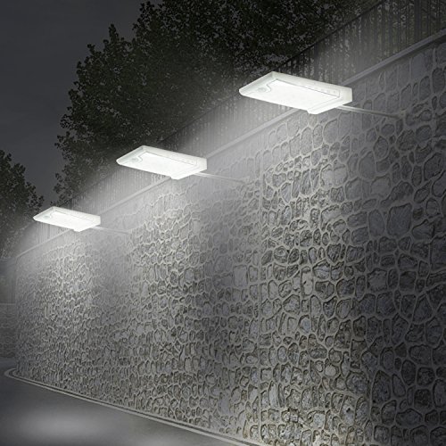 CREATIVE DESIGN 46 LED Solar Lights Outdoor with Mounting Pole, 4 Modes Solar Gutter Light Motion Sensor Light Wall Light for Patio, Barn,Porch,Garage,Stairs, Pack of 2