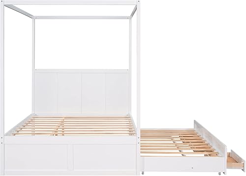 Miniatura 7 de Favfurish Cama de plataforma de casa de tamaño individual con cabecero y estribo, diseño de techo, cama de madera con forma de casa para niños y