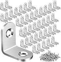 Vicuna R 40PCS Small Stainless Steel L Brackets Corner Braces 0.79x0.79 Inch with 80 Screws for Shelves Wood Furniture DIY