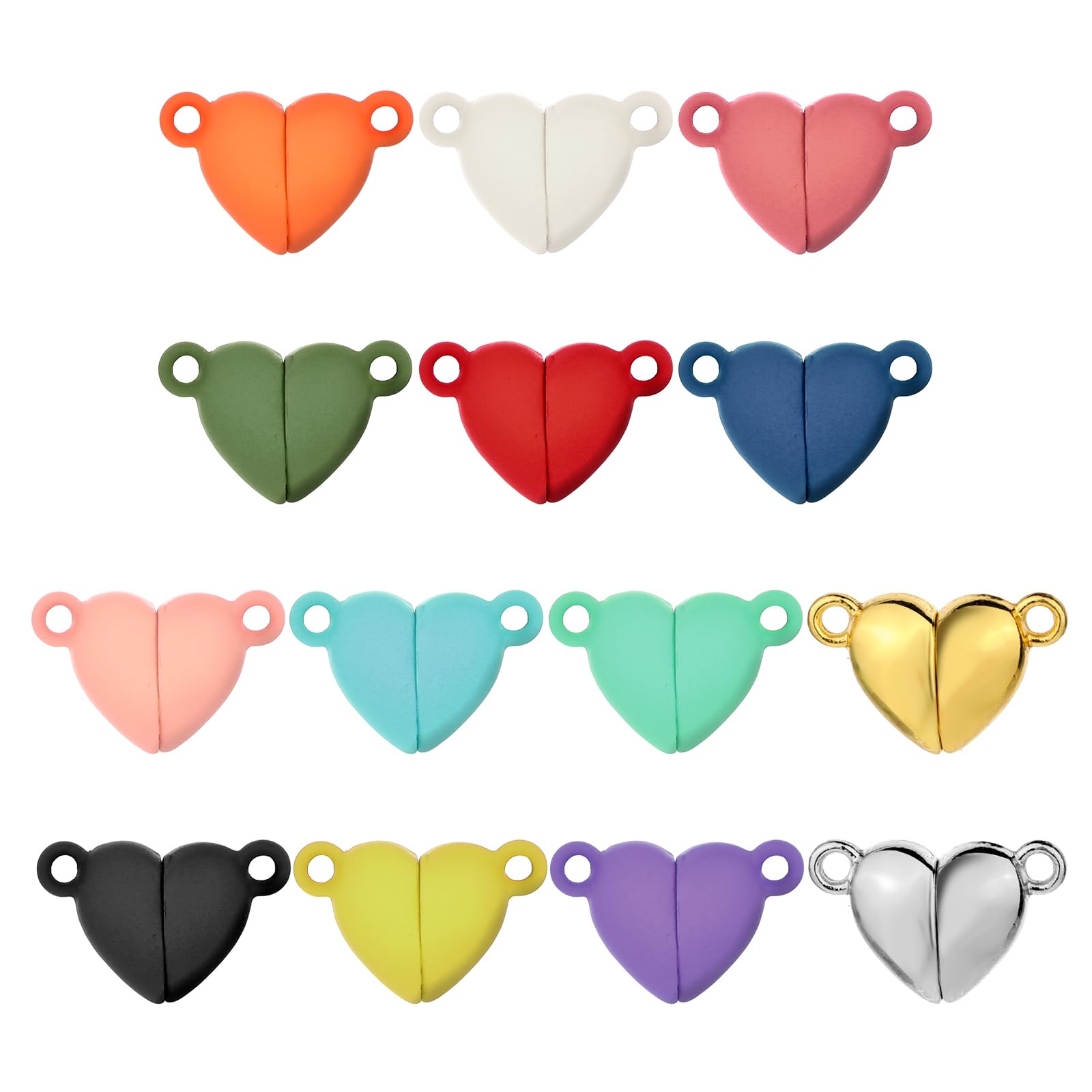 14 Pairs Magnetic Necklace Clasp, Heart Shaped Magnetic Clasps Multicolor Friendship Heart Buckle Metal Silicone Bracelet Clasps and Closures for Jewelry Making Pendants Necklaces Bracelets DIY Crafts