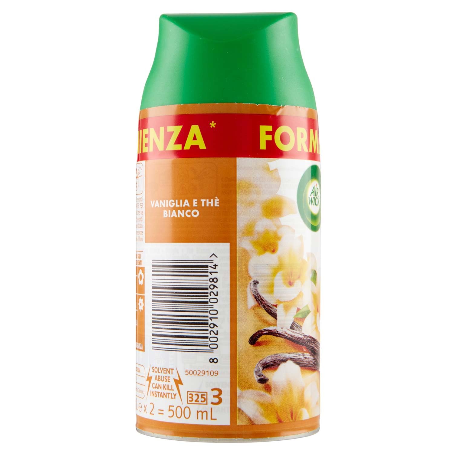 Airwick Freshmatic Profumatore per Ambienti, 2 Ricariche Spray Automatico, Fragranza Vanilgia e Thè Bianco, Profumo da 250 ml