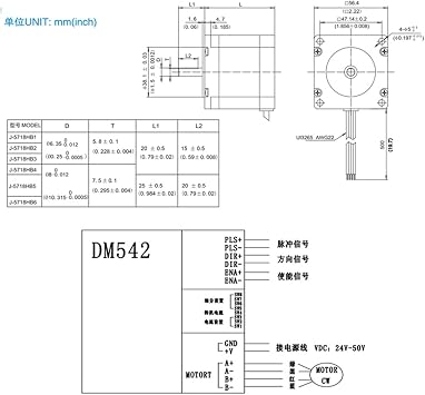 High Torque 57 Stepper Motor 2 Phase 4 Leads Nema23 Motor 57BYGH24 53.5MM 3.5A 1.3NM Low Noise (23HS2401) Motor for CNC XYZ(Size:6.35mm)