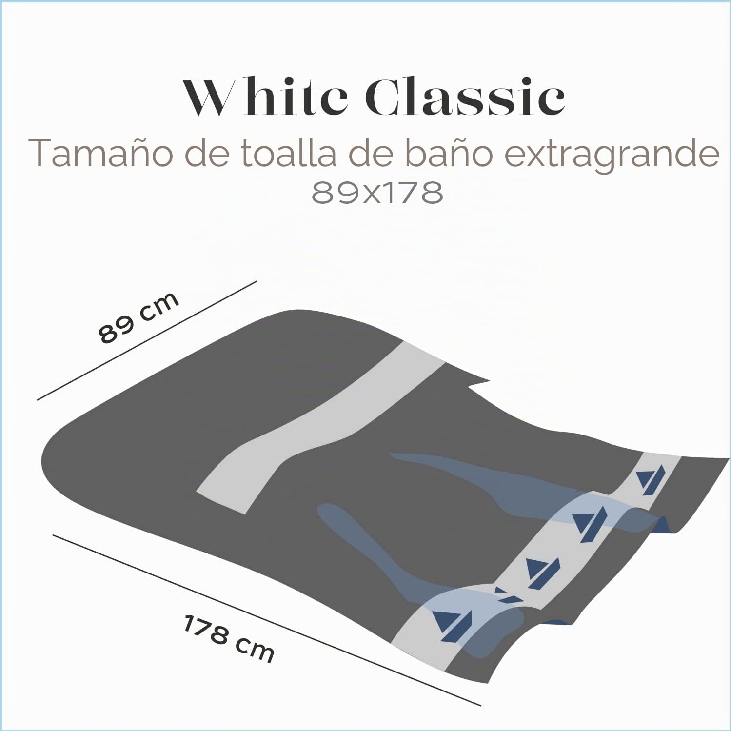 White Classic Toallas de baño de lujo para adultos, extragrandes, 35 x 70 pulgadas, algodón turco de 700 GSM, altamente absorbentes, colección de hotel, paquete de 2