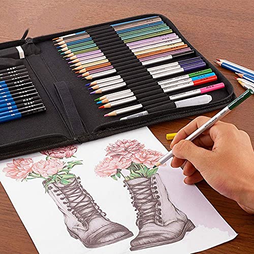 ToneGrip Conjunto de lápis de desenho e esboço, 51 peças, kit profissional de lápis de cor, grafite