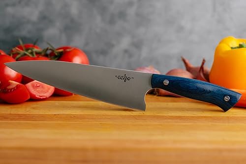 Vista 5 de Middleton Made Knives Echo - Cuchillo de chef profesional hecho a mano con acero inoxidable AEB-L, hecho en Estados Unidos, gran regalo de chef, Azul