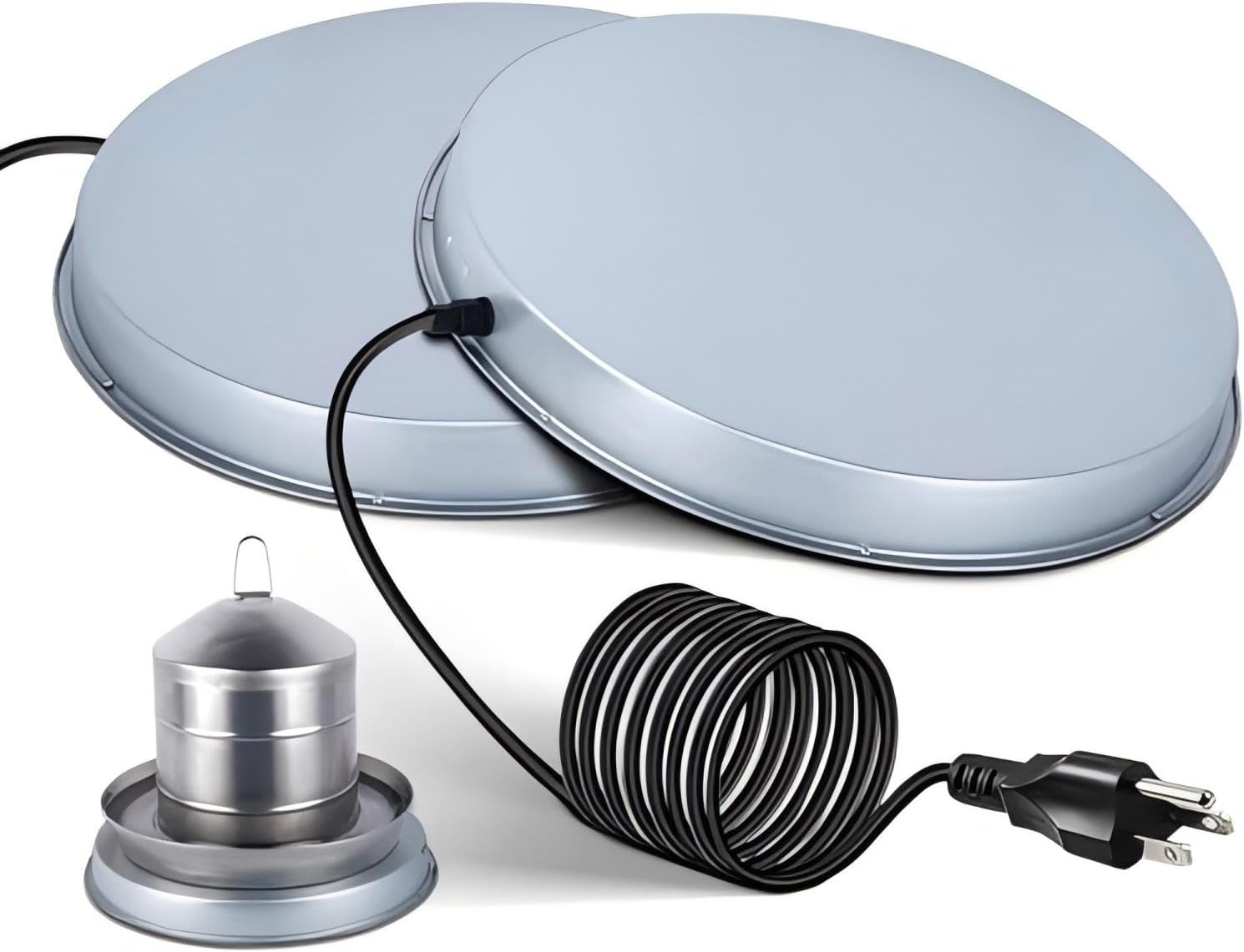 2Pack Chicken Water Heater for Winter，Heated Poultry Waterer Base,with Thermostat and 9.8ft Power Cord, Dia.11in