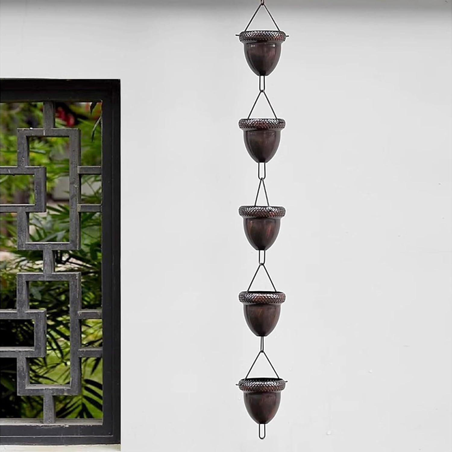 Decorative Catene Antipioggia Catene Antipioggia for Sostituire Grondaie Pluviali, Bicchieri Raccoglitore Acqua Piovana Funzionali e Decorativi(Brown,240cm/8ft)
