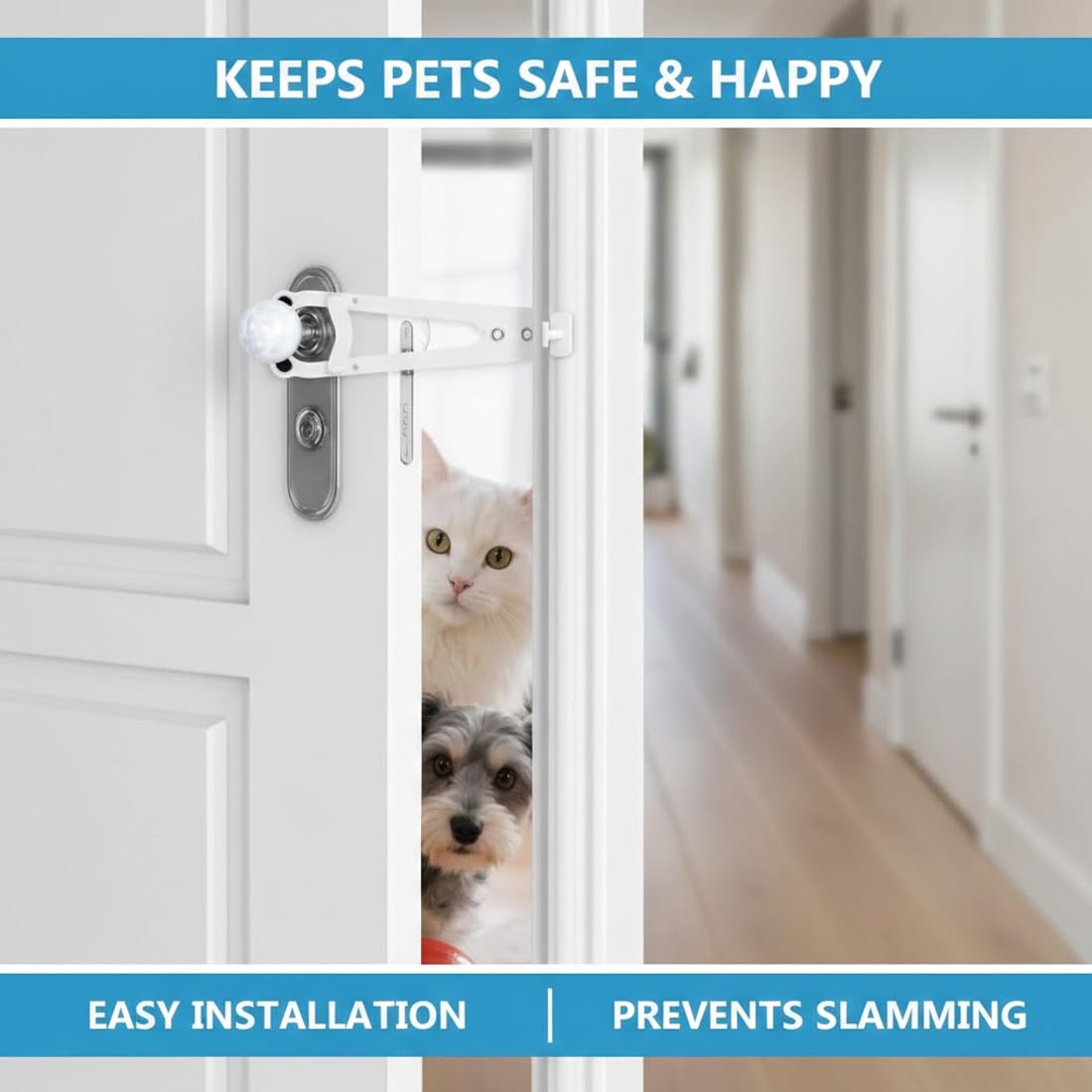 1 Pcs Fermo per Porta Regolabile per Gatti e Cani, Impedisce la Chiusura della Porta, Consente ai Gatti di Entrare e Tiene i Cani Fuori, Ideale per Proteggere Lettiera e Cibo per Gatti