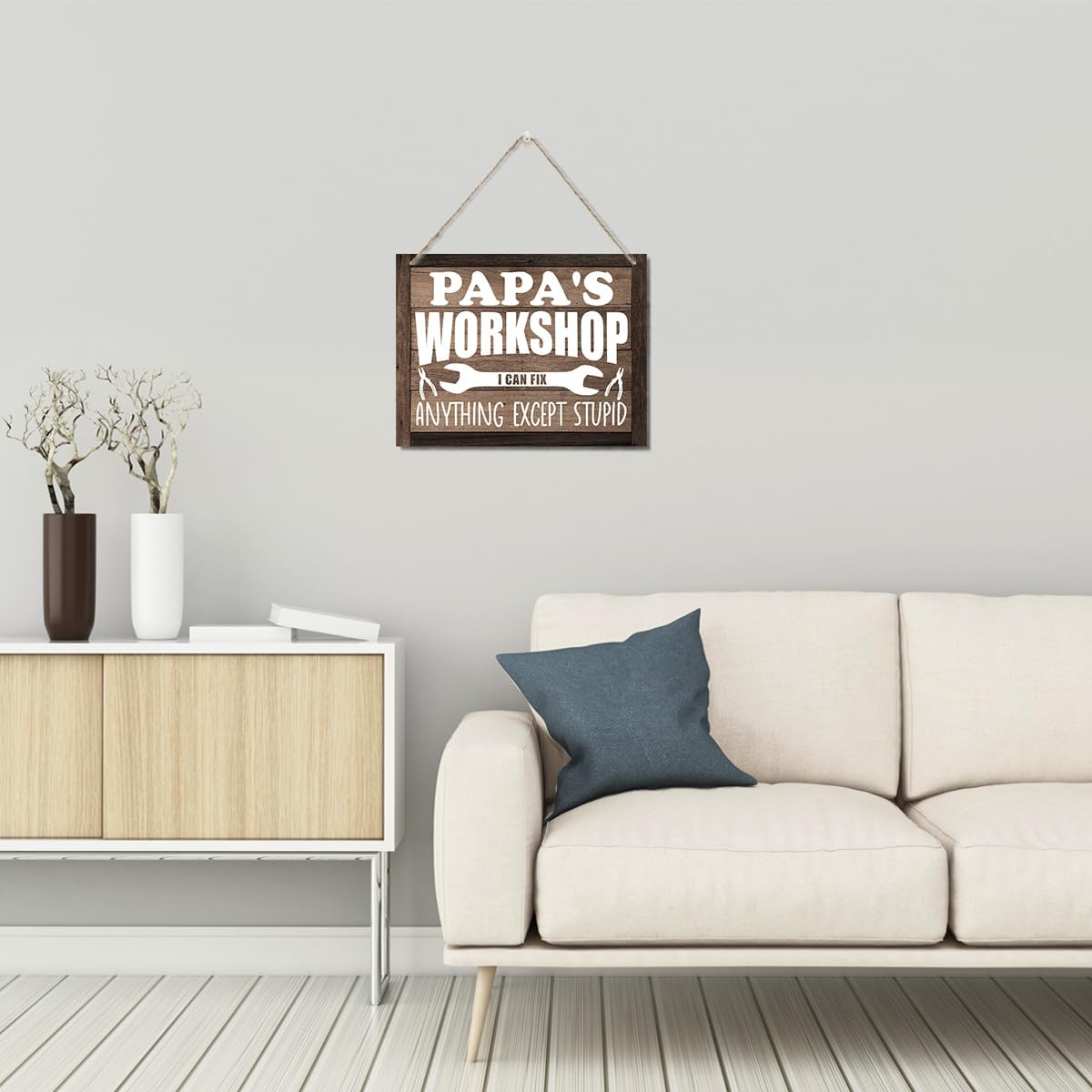 Papa's Workshop Sign Gift for Grandpa, Decorative Hanging Wood Plaque for Wall, Farmhouse Decor, Workshop Wall Decor, Rustic Door Hanger, Funny Grandpa Gift for Father's Day, Birthday, Christmas - Image 4