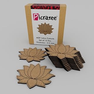 PICRAZEE Mdf Diy Cutouts Lotus (12 Pcs) Plain Mdf Blank Cutouts For Diy, Artwork, Decoupage, Resin Art, Craft Project, Hom... Price In India