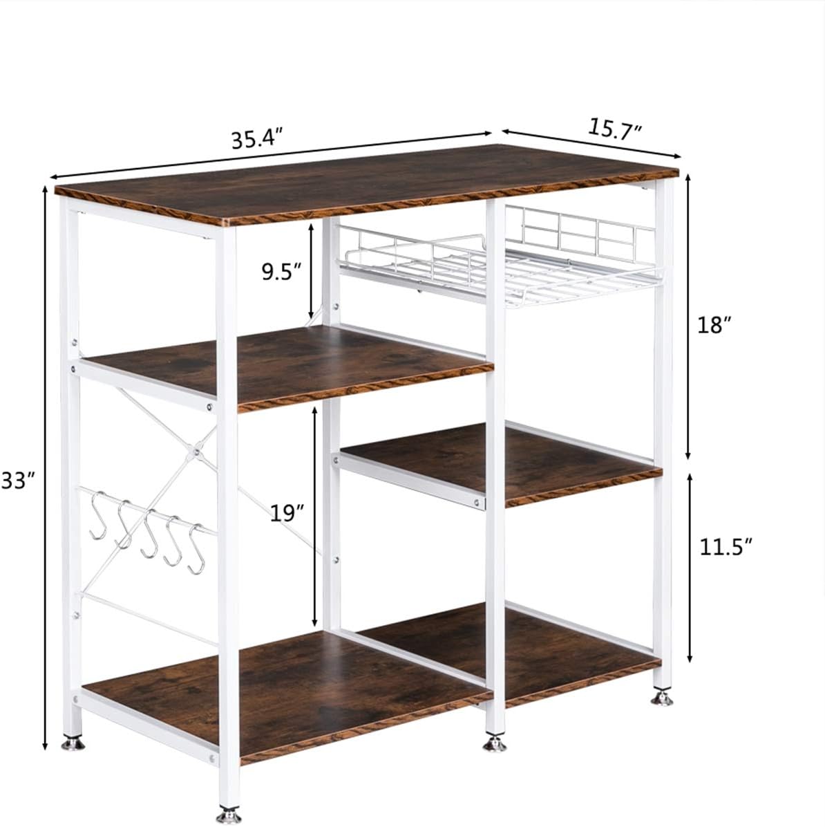 3-Tier Industrial Kitchen Baker's Rack Utility Microwave Oven Stand Storage Cart Workstation Shelf Utility Storage Organizer Shelf Rack MITPATY