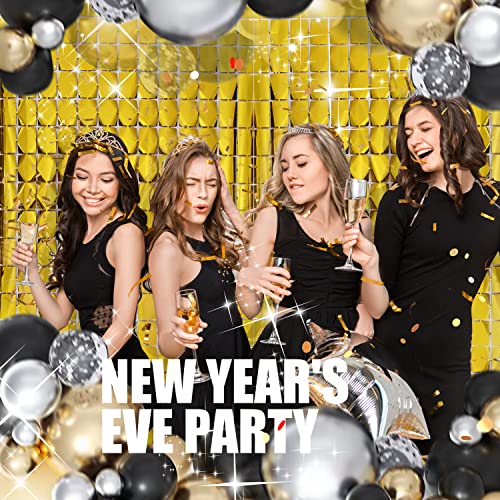 Image of PADELO Gold Shimmer Wall Backdrop, Square Backdrop Curtain, 2Pcs 3.3x6.6 Feet Gold Streamer Backdrop for Party Decorations