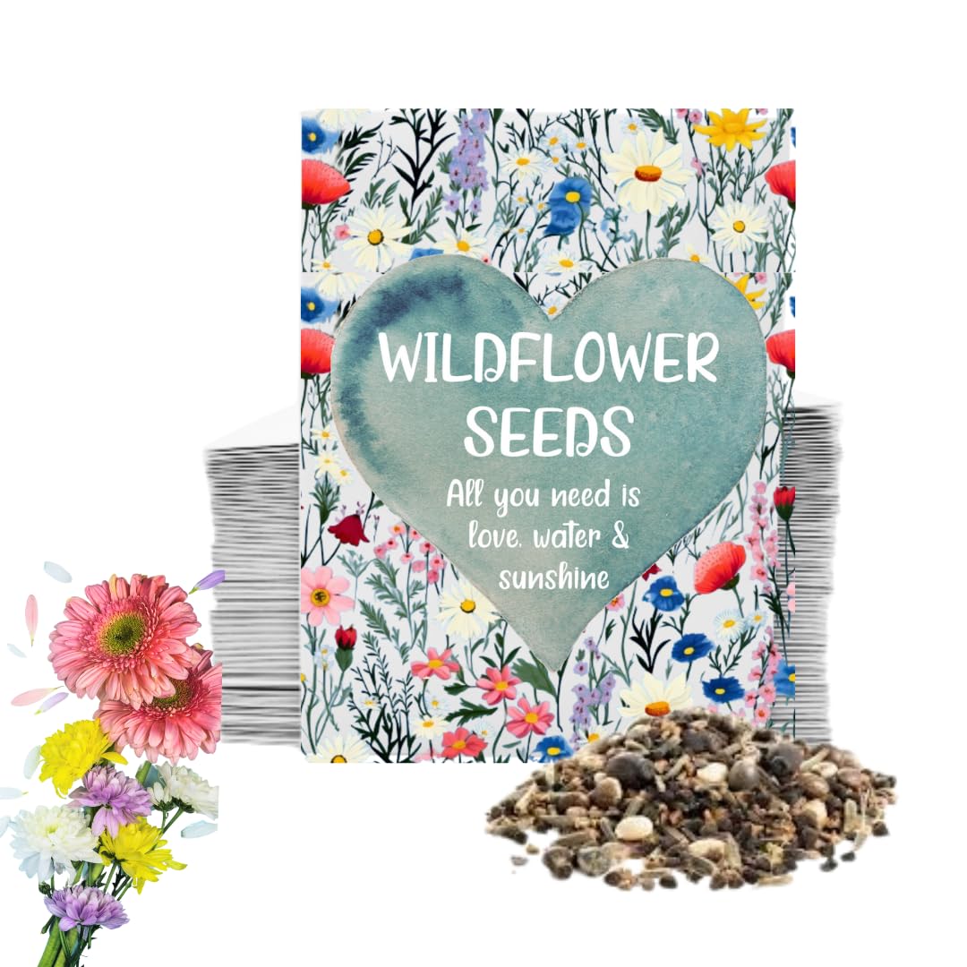 50 Wildflower Seed Party Favours Party Decorations Party Bags Wedding Favours Birthday Decoration Baby Shower Christening Garden Party Teacher Gifts Class Gifts Hen Do Retirement Thank You Graduation