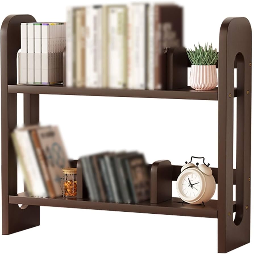 Amazon.co.jp: 小さい本棚 机の上 2段 スライド式バッフル4枚付き