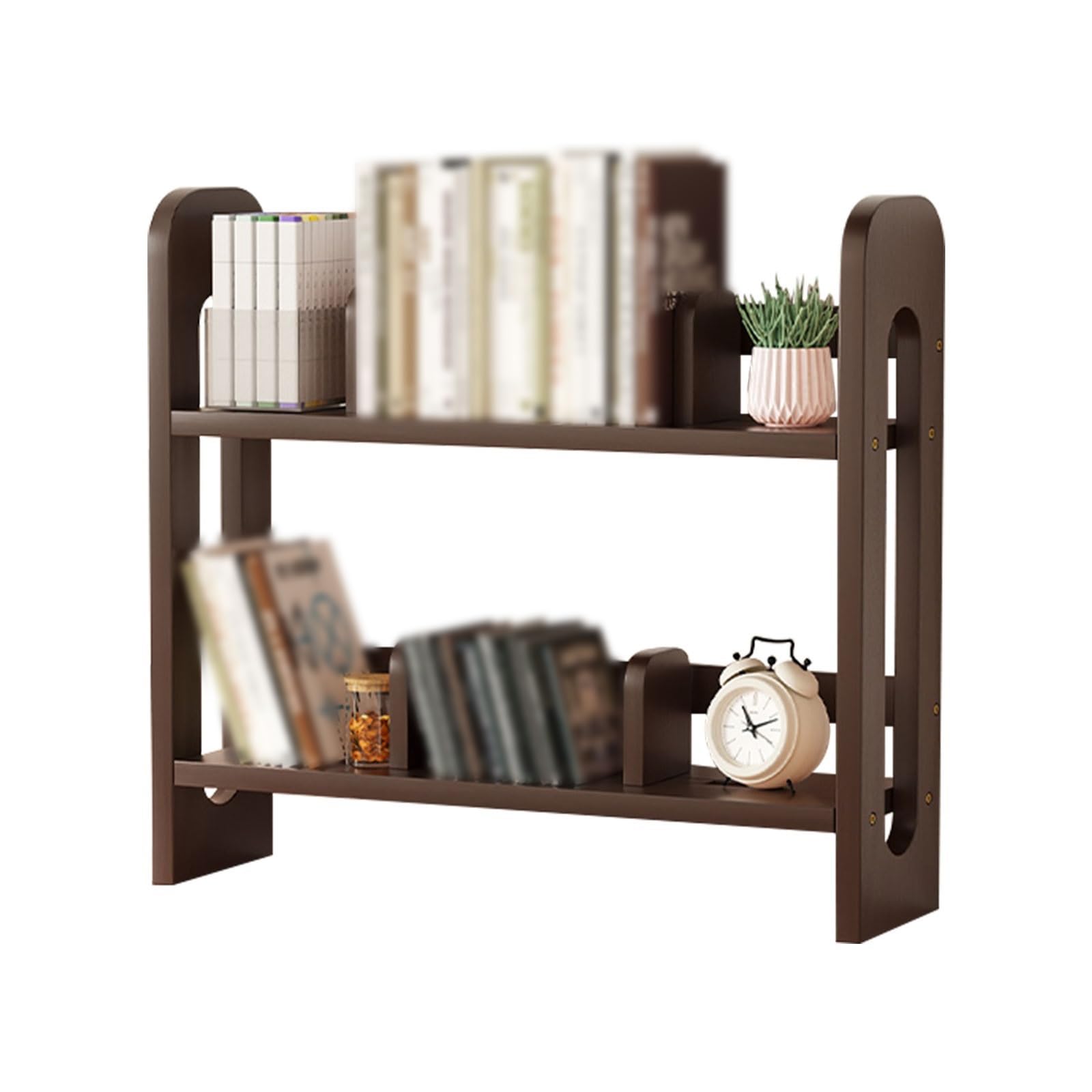 Amazon.co.jp: 小さい本棚 机の上 2段 スライド式バッフル4枚付き